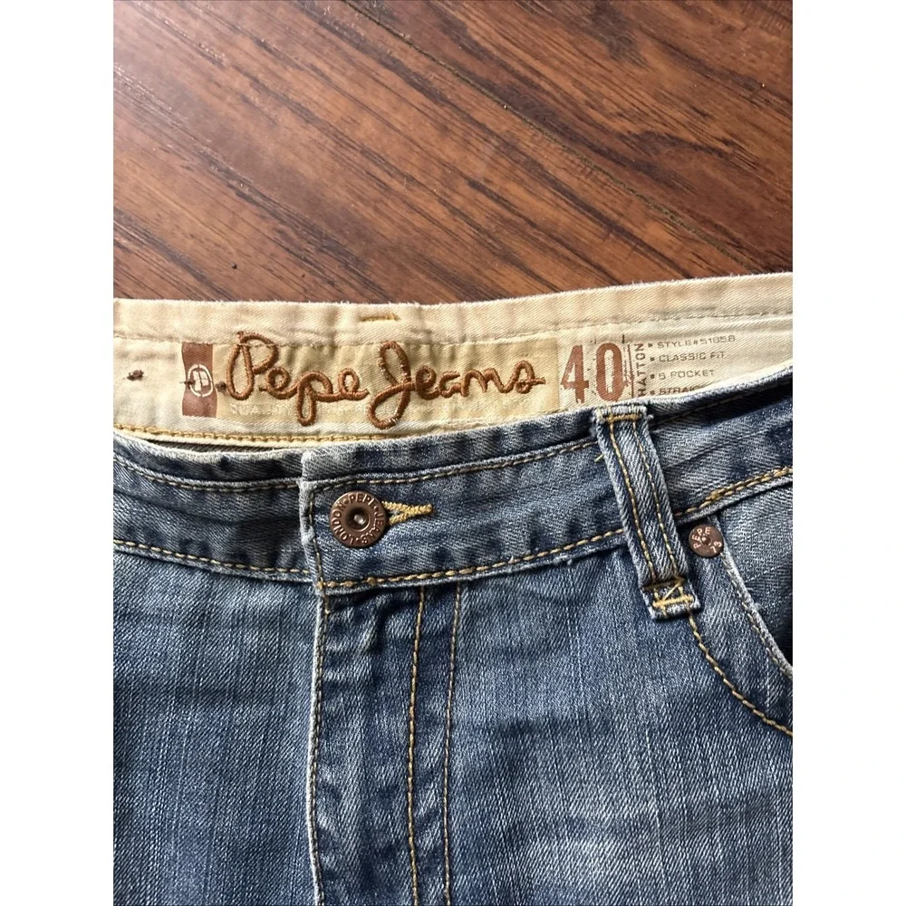 Men's Pepe Jeans London Comfort relaxed straight leg blue jeans size 40x30
